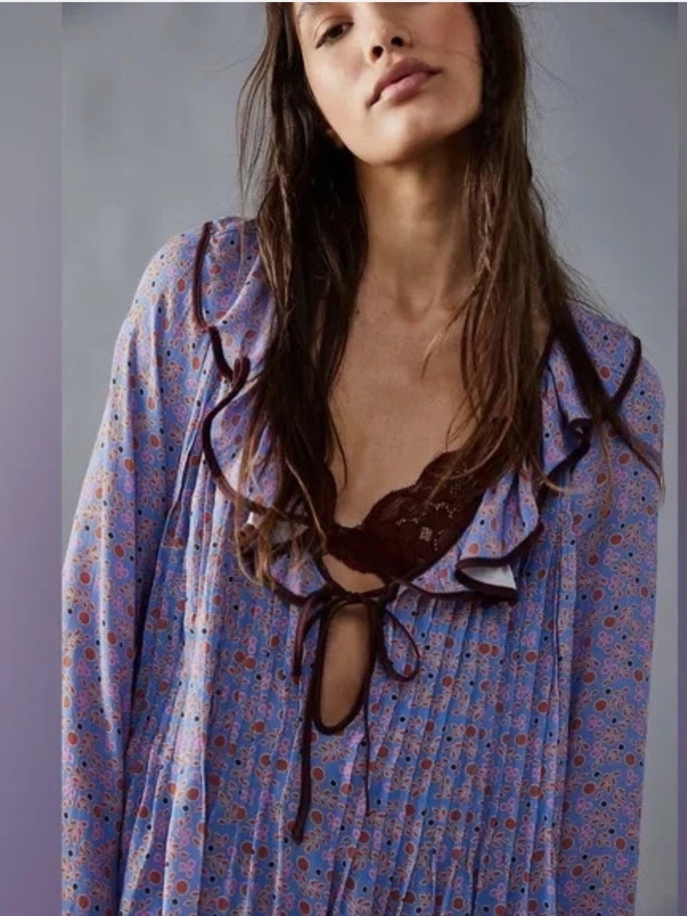 Free People Blossom Baby Mini Dress Periwinkle - Picture 3 of 8